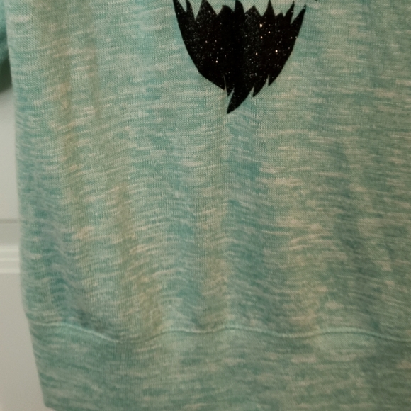 Teal green light weight Owl sweater 3/4 sleeves - Picture 2 of 5